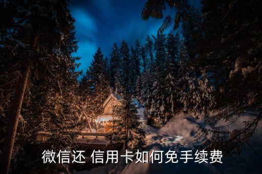  微信还 信用卡如何免手续费