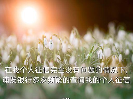 在我个人征信完全没有问题的情况下,浦发银行多次频繁的查询我的个人征信...