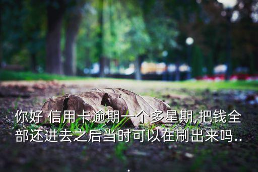 你好 信用卡逾期一个多星期,把钱全部还进去之后当时可以在刷出来吗...