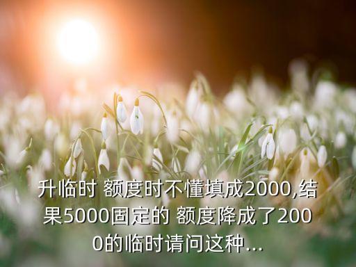 升临时 额度时不懂填成2000,结果5000固定的 额度降成了2000的临时请问这种...