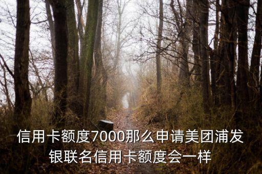 信用卡额度7000那么申请美团浦发银联名信用卡额度会一样