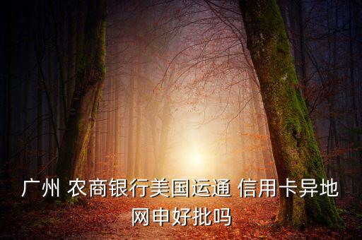 广州 农商银行美国运通 信用卡异地网申好批吗