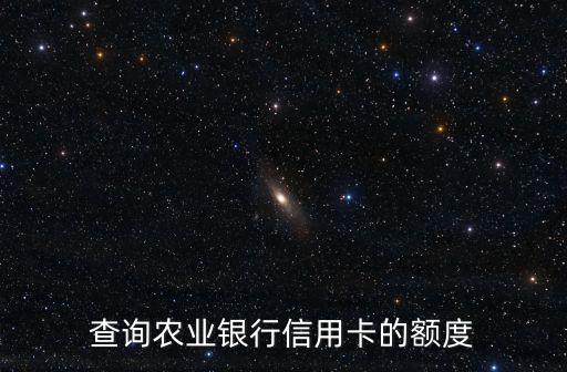 查询农业银行信用卡的额度
