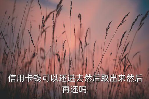 信用卡钱可以还进去然后取出来然后再还吗