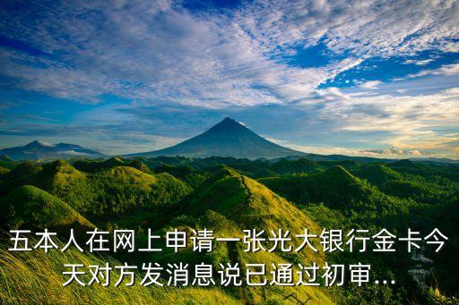 五本人在网上申请一张光大银行金卡今天对方发消息说已通过初审...