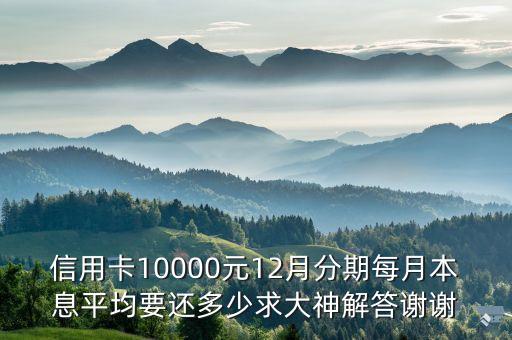 信用卡10000元12月分期每月本息平均要还多少求大神解答谢谢