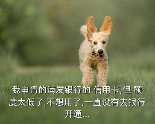 我申请的浦发银行的 信用卡,但 额度太低了,不想用了,一直没有去银行开通...