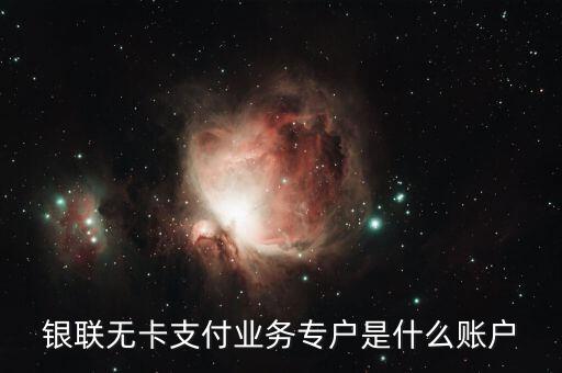 银联无卡支付业务专户是什么账户