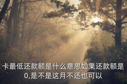 卡最低还款额是什么意思如果还款额是0,是不是这月不还也可以