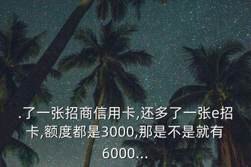 .了一张招商信用卡,还多了一张e招卡,额度都是3000,那是不是就有6000...
