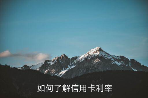 如何了解信用卡利率