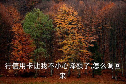 行信用卡让我不小心降额了,怎么调回来