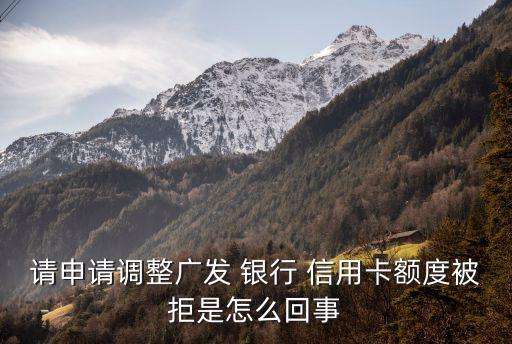 请申请调整广发 银行 信用卡额度被拒是怎么回事