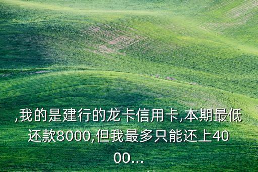 ,我的是建行的龙卡信用卡,本期最低还款8000,但我最多只能还上4000...