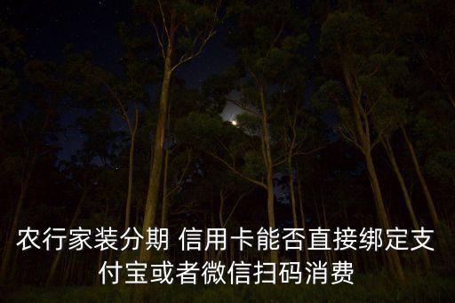 农行家装分期 信用卡能否直接绑定支付宝或者微信扫码消费