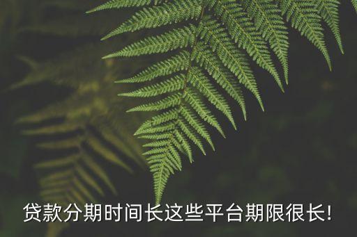 贷款分期时间长这些平台期限很长!