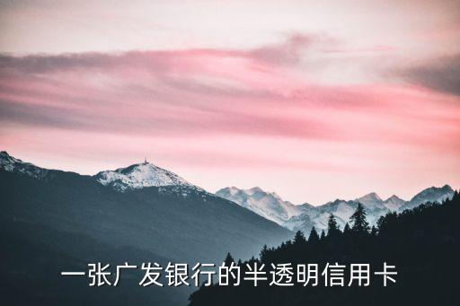广发信用卡黄黑的是什么卡，一张广发银行的半透明信用卡