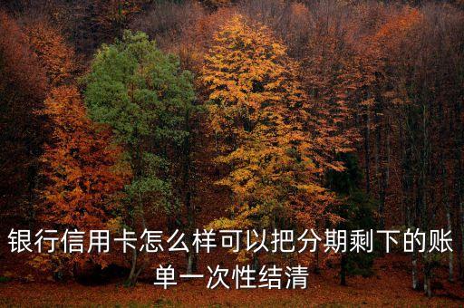 银行信用卡怎么样可以把分期剩下的账单一次性结清