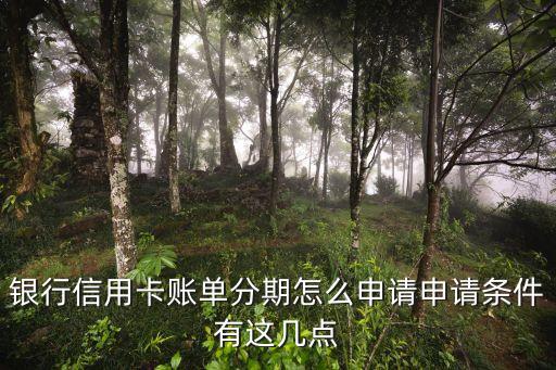 银行信用卡账单分期怎么申请申请条件有这几点