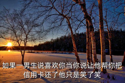 如果一男生说喜欢你当你说让他帮你把信用卡还了他只是笑了笑