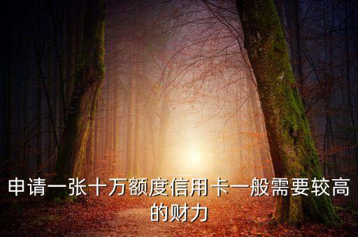 申请一张十万额度信用卡一般需要较高的财力