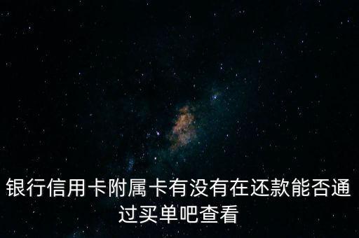 银行信用卡附属卡有没有在还款能否通过买单吧查看