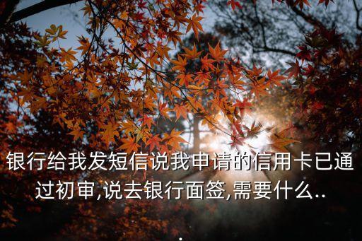 银行给我发短信说我申请的信用卡已通过初审,说去银行面签,需要什么...