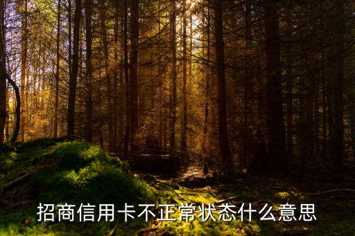 招商信用卡不正常状态什么意思