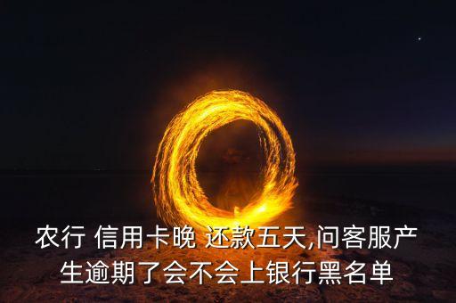 农行 信用卡晚 还款五天,问客服产生逾期了会不会上银行黑名单