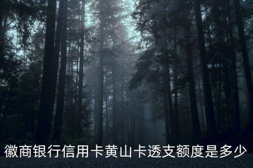 徽商银行信用卡黄山卡透支额度是多少
