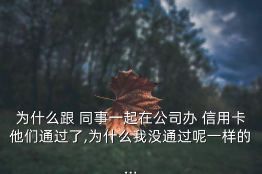 为什么跟 同事一起在公司办 信用卡他们通过了,为什么我没通过呢一样的...