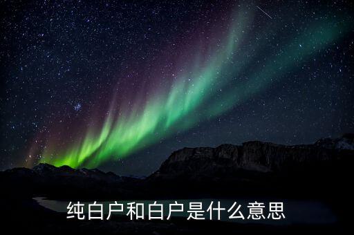 纯白户和白户是什么意思