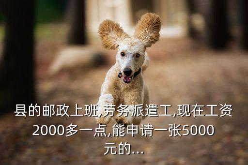 县的邮政上班,劳务派遣工,现在工资2000多一点,能申请一张5000元的...