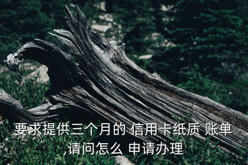 要求提供三个月的 信用卡纸质 账单,请问怎么 申请办理