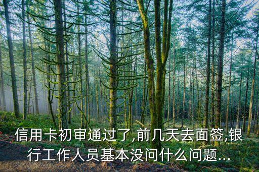 信用卡初审通过了,前几天去面签,银行工作人员基本没问什么问题...