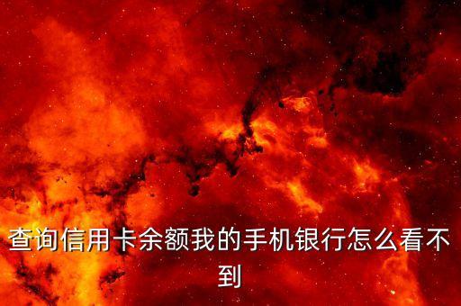 查询信用卡余额我的手机银行怎么看不到