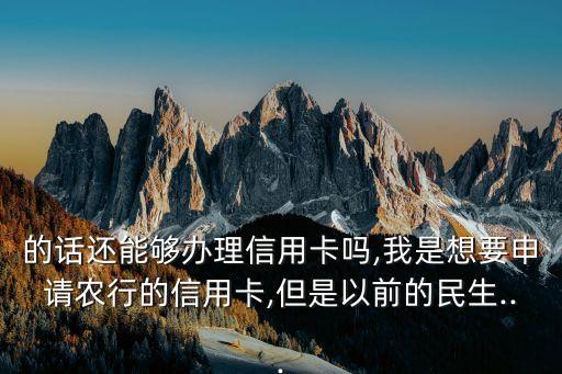 的话还能够办理信用卡吗,我是想要申请农行的信用卡,但是以前的民生...