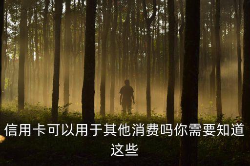 信用卡可以用于其他消费吗你需要知道这些