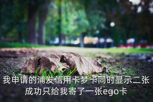 浦发信用卡ego什么意思，我申请的浦发信用卡梦卡同时显示二张成功只给我寄了一张ego卡