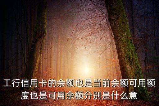 工行信用卡的余额也是当前余额可用额度也是可用余额分别是什么意