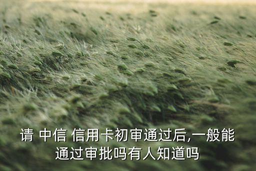 请 中信 信用卡初审通过后,一般能通过审批吗有人知道吗