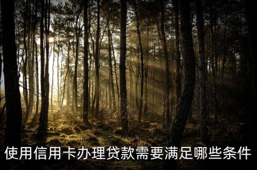 使用信用卡办理贷款需要满足哪些条件