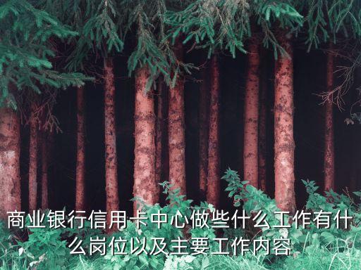 商业银行信用卡中心做些什么工作有什么岗位以及主要工作内容