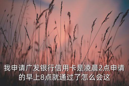 广发信用卡为什么秒批，刚网上申请的广发信用卡这么一会儿就审核通过了
