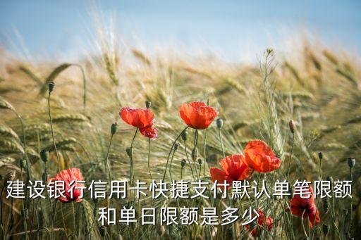 信用卡单笔限额级别是什么，建设银行信用卡快捷支付默认单笔限额和单日限额是多少