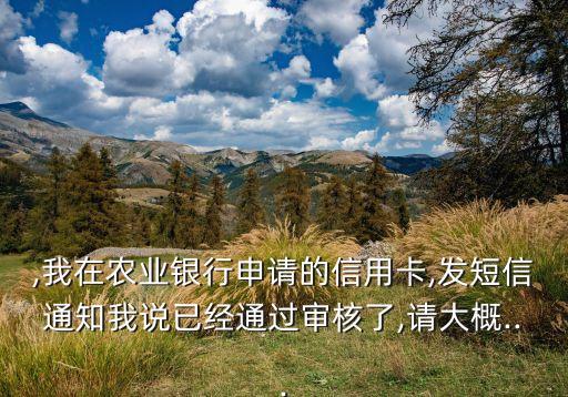 ,我在农业银行申请的信用卡,发短信通知我说已经通过审核了,请大概...