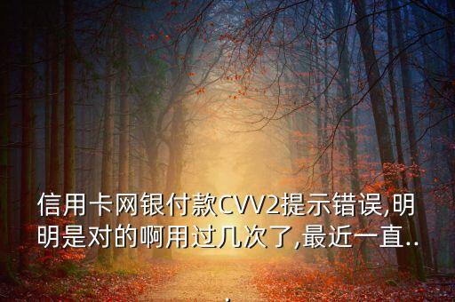 信用卡网银付款CVV2提示错误,明明是对的啊用过几次了,最近一直...