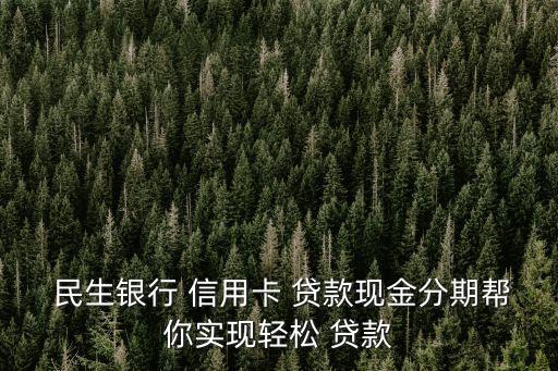  民生银行 信用卡 贷款现金分期帮你实现轻松 贷款