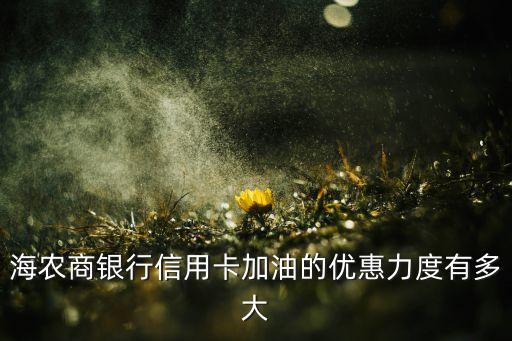 海农商银行信用卡加油的优惠力度有多大