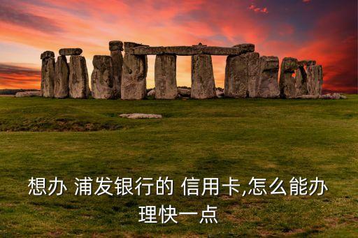 想办 浦发银行的 信用卡,怎么能办理快一点